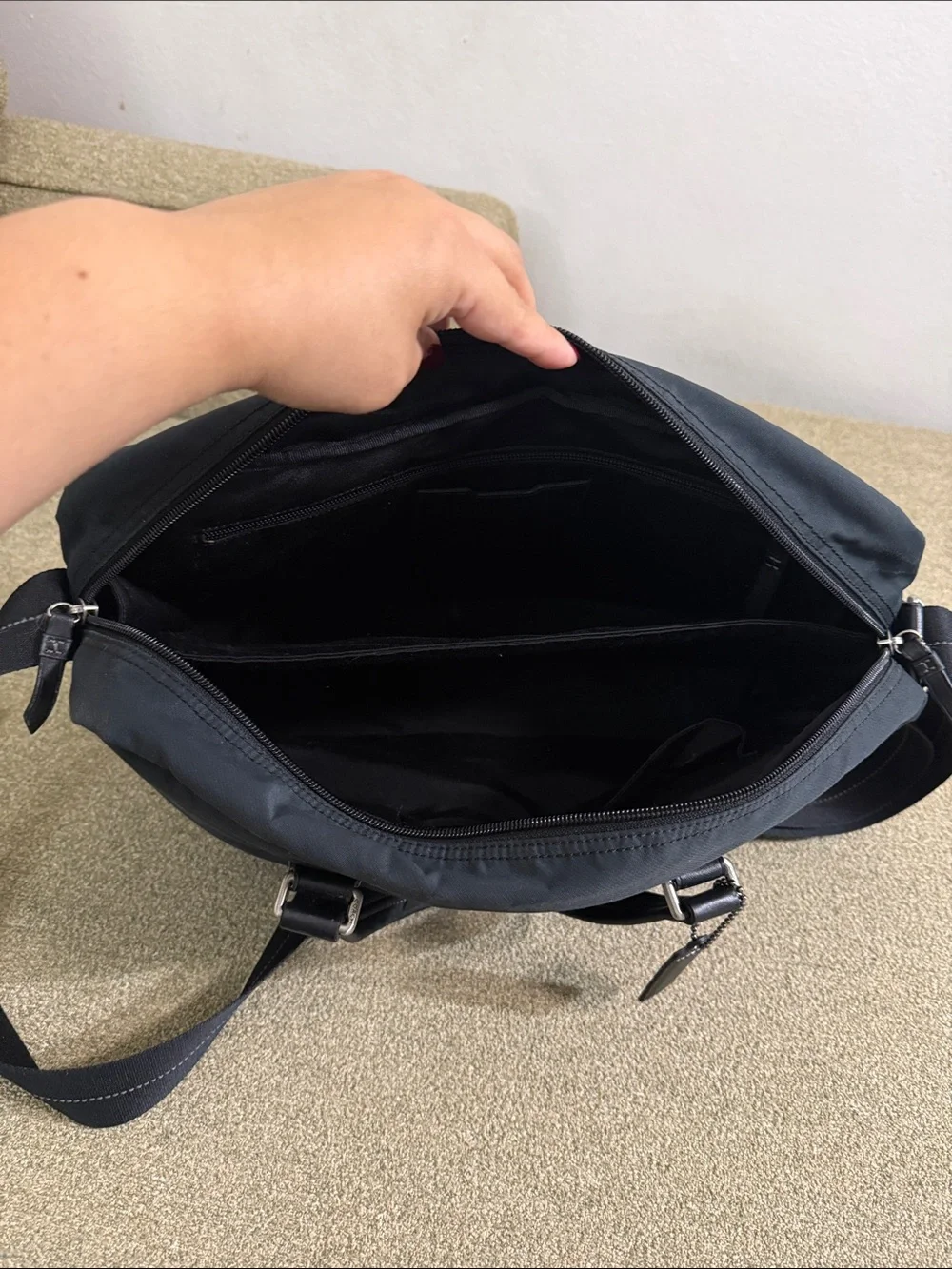 COACH Black Nylon Classic Commuter Messenger Bag Laptop Briefcase Travel